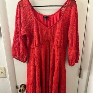 Red lacy dress